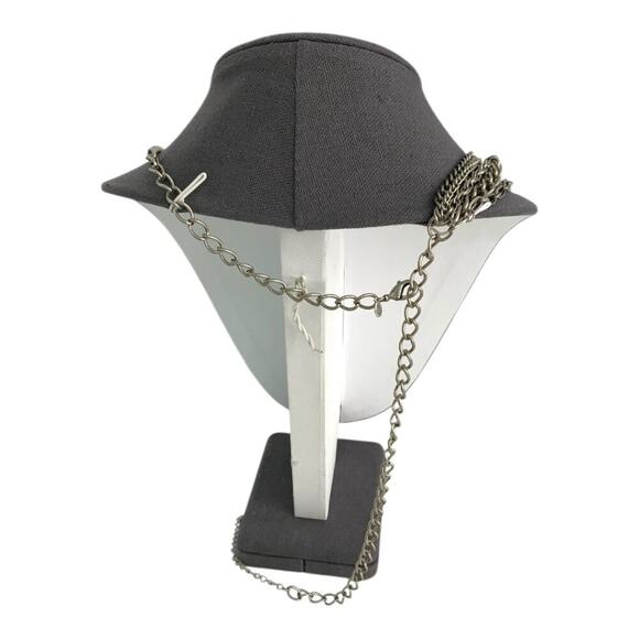 Premier Designs Silver Tone Layered Beaded Faux Pearl Rhinestone Necklace - Picture 4 of 5